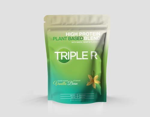 Triple R Vegan Protein Powder & Super Green | Pea Protein Blend | Organic Plant-Based Amino Acid Source, Vanilla, 16 Serving, 400 g