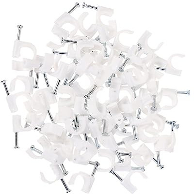 DIYEAH Clips Para Cables Clavos De Acero 400 Piezas Fijación Para Cables Telefónicos y Banda Ancha Plástico Resistente 4-10 Mm Uso Pared Domésticos Color Transparente