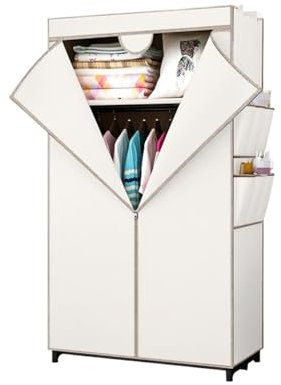 OUYUE Tragbarer Kleiderschrank Tragbarer Kleiderschrank, Aufbewahrungsorganisator, Hängeregal, Vliesstoff, Einfache Hängegarderobe Multifunktionale Kleiderschrank(White)