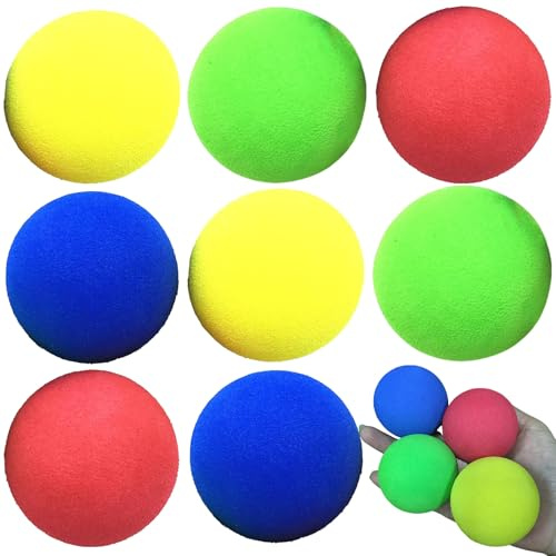 YIHAOH 8 Stücke Schaumstoffball, Spielzeug Softball Kinder, Kinder Softball Klein, Weich und Hautfreundlich, Erhältlich in 4 Farben, Geeignet für Indoor Spiele und Familienaktivitäten