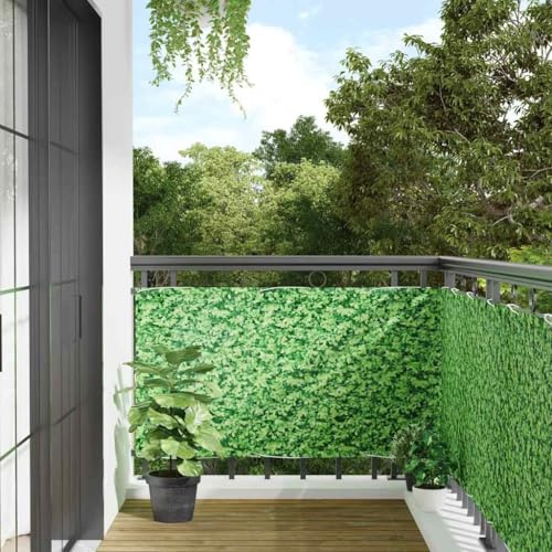 INLIFE Balkon-Sichtschutz Pflanzen-Optik Grün 600x90 cm PVC,Heimwerkerbedarf,Hauseinzäunung,Zaunfelder,Grün,3.25 KG,4005463