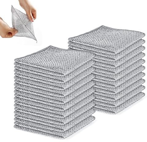 LuxTerra 20 Piezas Paños de Limpieza Reutilizables, Fuerte Paño de Limpieza de Microfibra, Trapos Limpieza para Suciedad Difícil, para Utensilios de Cocina, Frutas y Verduras