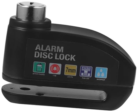 Parliky Candado de Alarma para Motocicleta Bloqueo de Disco Pequeño Negro Resistente Antirrobo para Bicicletas Carretera y Montaña Uso Urbano y Viaje
