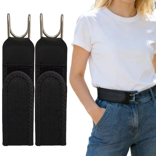 2 pezzi cintura senza fibbia per uomo e donna, cintura elastica tattica con gancio in metallo senza fibbia, unisex, cintura in vita invisibile, per uomini e donne, lavoro, libero, Nero , Siehe