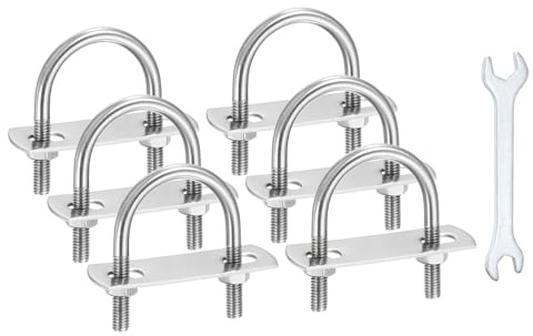 QUARKZMAN 6 Piezas De Pernos U M6 Ancho Interno 1.57 (40mm) Para Remolques | Longitud 2.32 (59mm), Pernos U De Acero Inoxidable 304, Con Tuercas Arandelas De Placa Y Llave, Barcos Ejes Velero