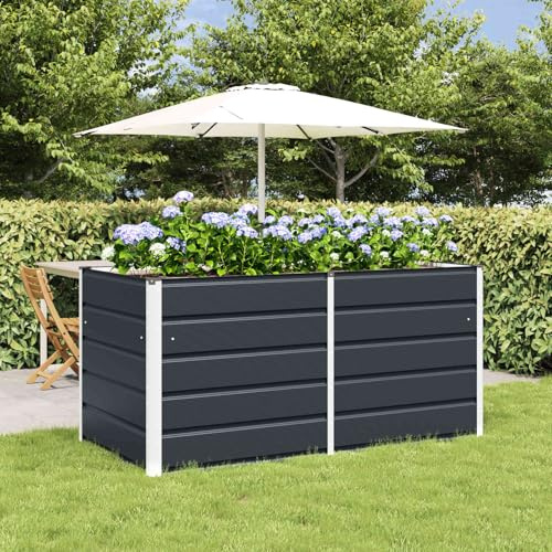 Pflanzkübel Anthrazit 160x80x75 cm, Robuster Stahl & Kunststoff, Modernes Design für Garten & Terrasse, Langlebige Pflanzgefäße, Hochbeet für Außenbereich