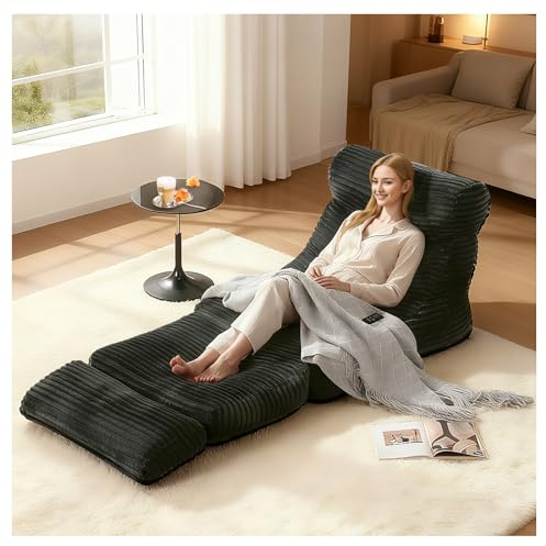 HaoChrymec Sillón Cama Modular de Flannelette, Asiento y Cama Lounge 2 en 1 con Espuma de Alta Densidad, Sofá Convertible y Chaise Longue, para Dormitorio y Salón, Negro, 83x83x83cm