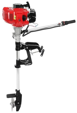 HUOMMGS Benzin Außenbordmotor 2 Takt Luftgekühltmotor 63CC 6HP Trolling Boot Außenbordmotor Upgrade Außenborder mit F-N-R Gangpositionen, TCI Zündung, Manueller Zugstart Außen Border