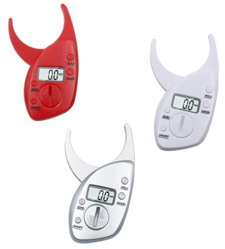Digital Body Fat Caliper LCD Display, Portable Red Skinfold Thickness Gauge | Accurate 0.1mm Resolution, 0-50mm Range, Easy to Use Plastic Clip, Reliable Health Monitor Tool