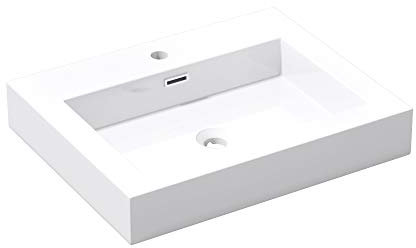 doporro Waschbecken 60x48x10cm Aufsatzwaschbecken Weiß mineralguss Gussmarmor Waschtisch Colossum18