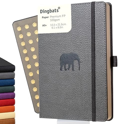 Dingbats* - Tierwelt Notizbuch A5 Kariert - Hardcover aus veganem Leder für Arbeit, Reisen, Uni - mit elastischem Verschlussband