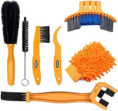 SINGARE 7pcs Bicycle Bike Cleaning Tools Set, Bike Clean Brush Kit Suitable for Mountain, Road, City, Hybrid, BMX and Folding Bike