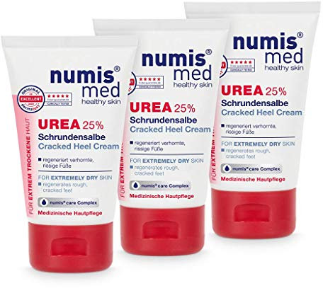 numis med Schrundensalbe mit 25% Urea 3er Pack - Hautberuhigende Schrunden Fusscreme für sehr rissige & stark verhornte Füße - vegane Hautpflege ohne Silikone & Parabene - Fußpflege (3x 50 ml)