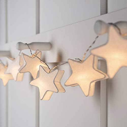 Lights4fun 3x 10er LED Papier Sternen Lichterkette warmweiß batteriebetrieben Innen Leuchtsterne Kinderzimmer
