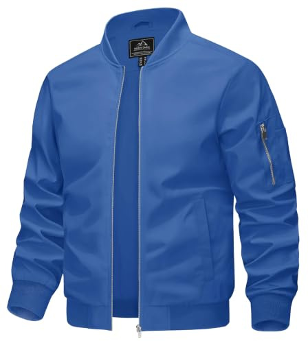 KEFITEVD Herren Leichte Dünne Bomberjacke Blouson Jacke Übergangsjacke | Lässige Bomber Blouson, Windjacke mit Reißverschluss, Wasserabweisende Pilotenjacke, Geeignet für Frühling Sommer und Herbst