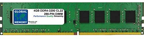 GLOBAL MEMORY 4GB DDR4 3200MHz PC4-25600 288-PIN DIMM Memoria RAM para Ordenadores DE SOBREMESA/Placas Base