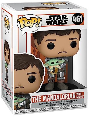 Funko POP Star Wars: The Mandalorian - Mandalorian (Din Djarrin) Holding The Child (Grogu), Multicolor (54525)