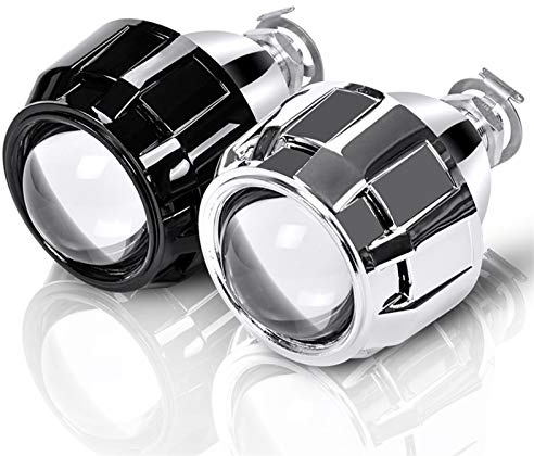 Billampor med ängelögon 2 st 2,5 tum Universal BI Xenon HID Projektor Silver Black Shroud H1 Xenon LED Glödlampa H4 H7 H7 Motorcykel Bil strålkastare