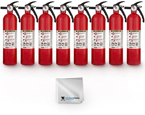 Kidde FA110 Multipurpose Fire Extinguishers 8 Pack - Red, (Rating 1-A:10-B:C) Includes Wholesalehome Cleaning Cloth