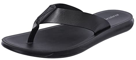 Harssidanzar Chanclas para hombre Sandalias, tanga de verano Cómodo soporte para el arco Zapatos de playa con plantilla de cuero de microfibra suave KM215,Negro,Tamaño 41