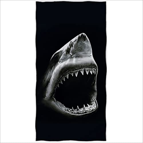 Zomer Mikrofaser Badetuch 70x140 cm Strandtücher | Handtuch Bedruckt mit Hai Motiv | Schwarzer | Saugfähiges Strandtuch für Strand, Poolside & Strandstühle