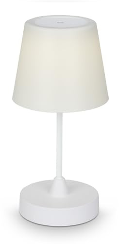 BRILONER - LED Tischlampe kabellos mit Touch, dimmbar in Stufen, neutralweiße Lichtfarbe, Nachttischlampe, Leselampe, LED lampe, Campinglampe, Tischleuchte, Akku Lampe, Touchlampe, 30x14,5 cm, Weiß