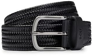 BOSS Herren Sash-EL-Wn Sz35 Geflochtener Ledergürtel mit Dornschließe aus Metall Schwarz 110