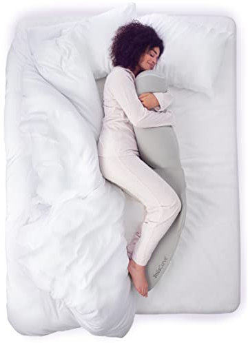 SnuzCurve Pregnancy Pillow, Unique Shape and Curvature Pillow for Sleeping, Pregnancy Support Sleep Cushion, Nap & Relax in Comfort, with Washable Cover – Grey, Body
