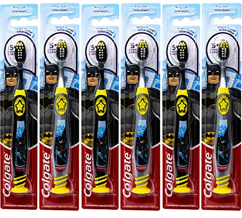 Colgate Batman Zahnbürste für Kinder mit Saugnapf, für Kinder ab 5 Jahren, extra weich (Farben variieren), 6 Stück
