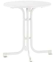 SIEGER Klapptisch mit MECALIT®-PRO Tischplatte, Gestell weiß, Tischplatte Marmor weiß ca. 70 cm Ø