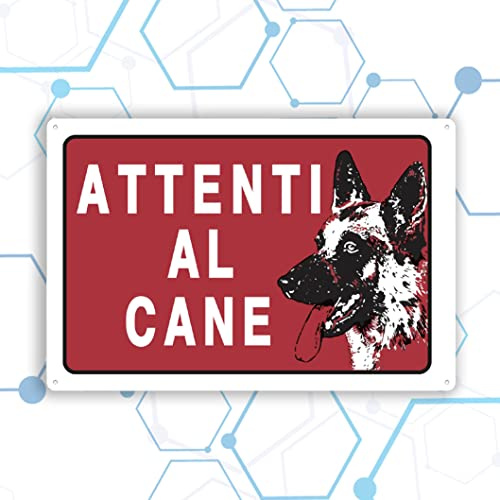 Nitek Cartello Attenti al Cane Autoadesivo in PVC 30 x 20 cm, Segnale Impermeabile e Lavabile per Cancello, Recinzione, Porta, Ingresso e Giardino