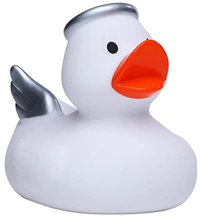 Schnabels Quietsche-Ente Engel (weiß, 8 cm)- Geschenk für Geburt Geburtstag Namenstag Kinder Baby Freund-in Mädchen Junge - Spielzeug Bade-Ente Badewanne Deko