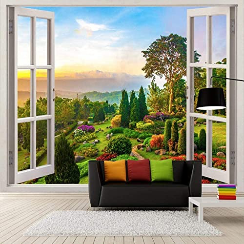 Vitrine De Paysage Extérieur Papier Peint 3D Mural, Peinture Murale Photo Décorative, Adaptée Au Salon Et À La Chambre À Coucher, Au Bureau, À L'Hôtel Et Au Restaurant, Wall Art Affiches Murales Amov