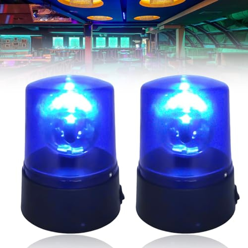 LED Blaulicht: 2 Stück Partyleuchte, LED-Rundumleuchte mit Drehendem Reflektor, 360° DJ Blitzlichte, Batteriebetrieb, Dekoration für Club Party Ballsaal