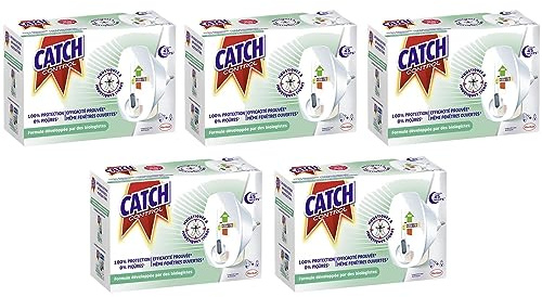 CATCH CONTROL Lot de 5 Diffuseurs Electriques Réglables Répulsif 45 nuits