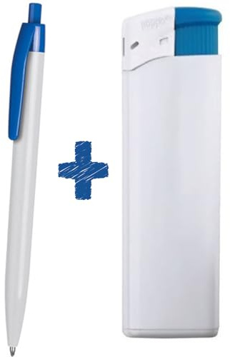 Hole Gadget ® | Penne Personalizzate + Accendini Personalizzati, Kit Convenienza Ideali come Gadget Personalizzati Promozionali per Aziende, Fiere ed Omaggio a Clienti, Matrimonio o Compleanno (100)