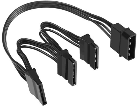 SinLoon Cable de Alimentación SATA grande de 4 pines macho a 3x15 pines SATA hembra Cable divisor de potencia de disco duro para HDD, SSD, unidades ópticas
