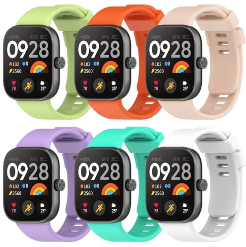 BDIG 6 Stück Silikon Sport Armbänder Kompatibel mit Xiaomi Redmi Watch 5/4 für Damen Herren, Armband Kompatibel mit Xiaomi Mi Band 10 Pro/9 Pro/8 Pro