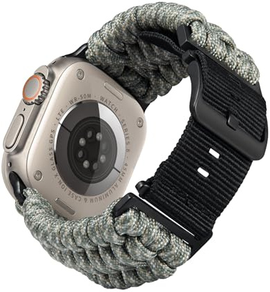 BINLUN Kompatibel mit Apple Watch Armband 49mm 46mm 45mm 44mm 42mm Geflochten Paracord Nylon Ersatzarmband Passt für iWatch Armbänder Series Ultra3/Ultra2/Ultra/11/10/9/8/7/SE3/SE2/SE/6/5/4/3/2/1