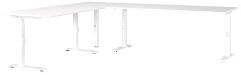Lomadox Büromöbel Schreibtisch Eckschreibtisch 260x220cm, weiß, Höhe mechanisch einstellbar 68-91cm