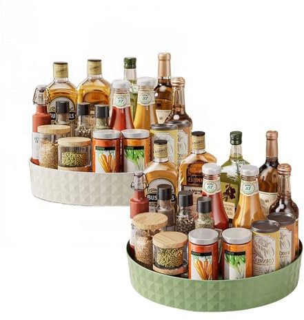 SVOCK 2 Piezas Bandeja Giratoria Mueble Cocina, Especieros para Cocina Giratorio 22 Cm, Soporte Giratorio Multiusos para Plato Giratorio, Plato Giratorio Lazy Susan Giratorio 360 Grados