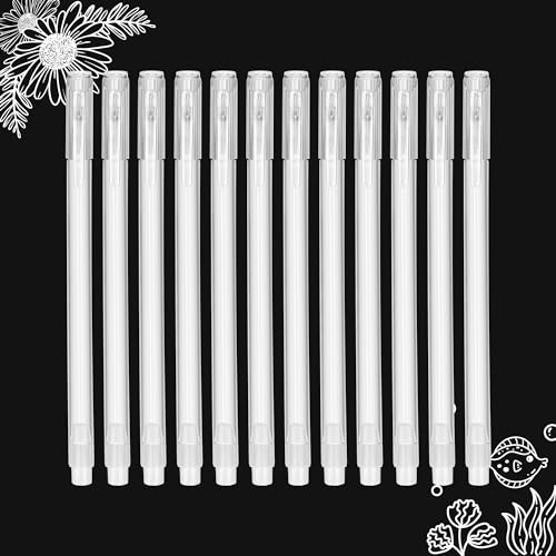 SMOOTHERPRO Weißer Stift Gelstift Fein Weißer Highlight für Schwarz Papiere | Highlight, Lichtsetzung, Skizzieren Stifte, 0,6 mm Spitze, für Zeichnen, Gästebücher, Malen-12 Stück