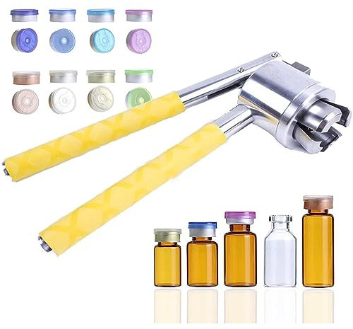 SNBGRYE Vial Manual Capper (13-32mm), Manual Capping Machine, Bottle Capping Tool, Adjustable Tightening, Fast Capping, Only Suitable For Aluminum-Plastic Caps,Yellow-26mm