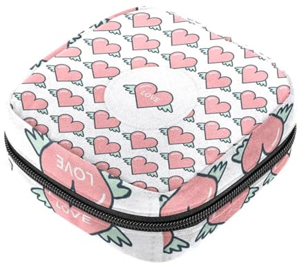 Pink Flying Hearts Love First Period Kit für Mädchen, Tampon Slipeinlagen, Menstruations-Geldbörse, Stilleinlagen-Halter mit Reißverschluss, Sanitär-Sammelservietten-Organizer