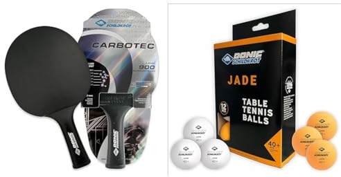 Donic-Schildkröt Tischtennisschläger Carbon CarboTec 900, Schwarz, One-Piece Konstruktion & 618045 Unisex – Erwachsene Donic Tischtennisball Jade