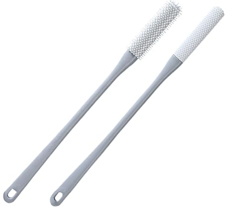 2 Stück Zehenspalt-Reinigungsbürste, weiche Fußbürste für Füße, Dusch-Fußwäscher mit langem Griff, Silikon-Nagelwäscher-Fußreiniger, Reinigung zwischen den Zehen