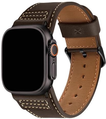 Wristitani Echtes Leder Vintage Armband Kompatibel mit Apple Watch Lederarmband 44mm 45mm 46mm 42mm 49mm 41mm 40mm 38mm, Ersatzbänder Damen Herren für iWatch Ultra 2/3 Serie 11 10 9 8 7 SE 6 5 4 3 2