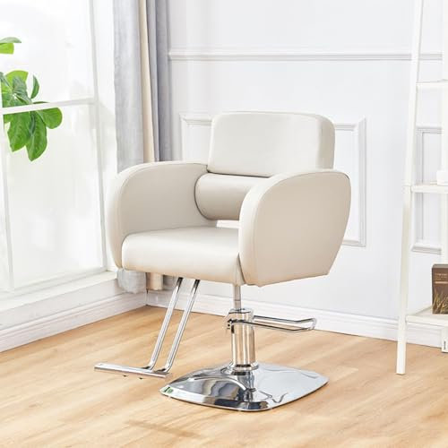 MIDUOLAI Hydraulischer Friseurstuhl, FüR Friseursalons, Salonstuhl, 360 Grad Drehbarer Friseurstuhl, HöHenverstellbar, Tattoo-Salon Beauty Spa Stuhl Styling-AusrüStung,Weiß,Round
