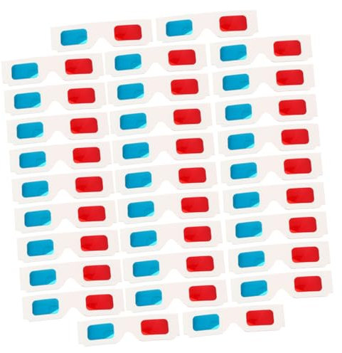 Occhiali 3d Leggeri e Portatili in Carta, Rosso Blu, 60 Pezzi