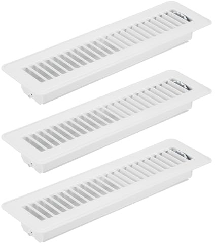 PATIKIL 12 X 2 Pulgadas Rejilla de Suelo, 3 Piezas Cubierta de Ventilación de Aire Resistente de Acero Ajustable Decorativa Rejillas de Suelo Fáciles de Ajustar, Blanco